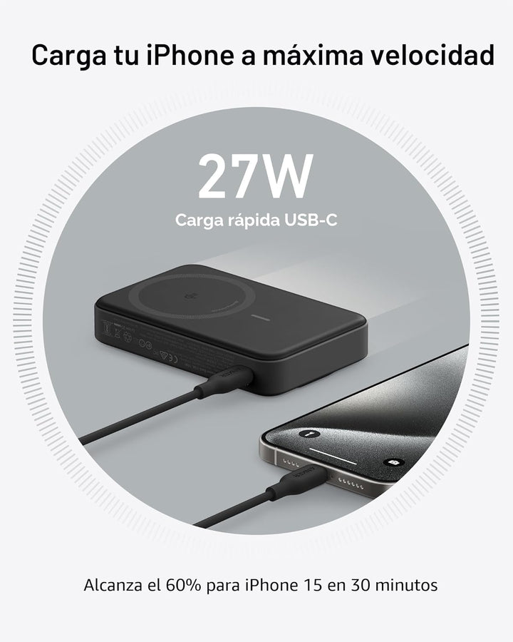 Anker MagGo Power Bank, Qi2 certificado 15 W cargador portátil ultr...