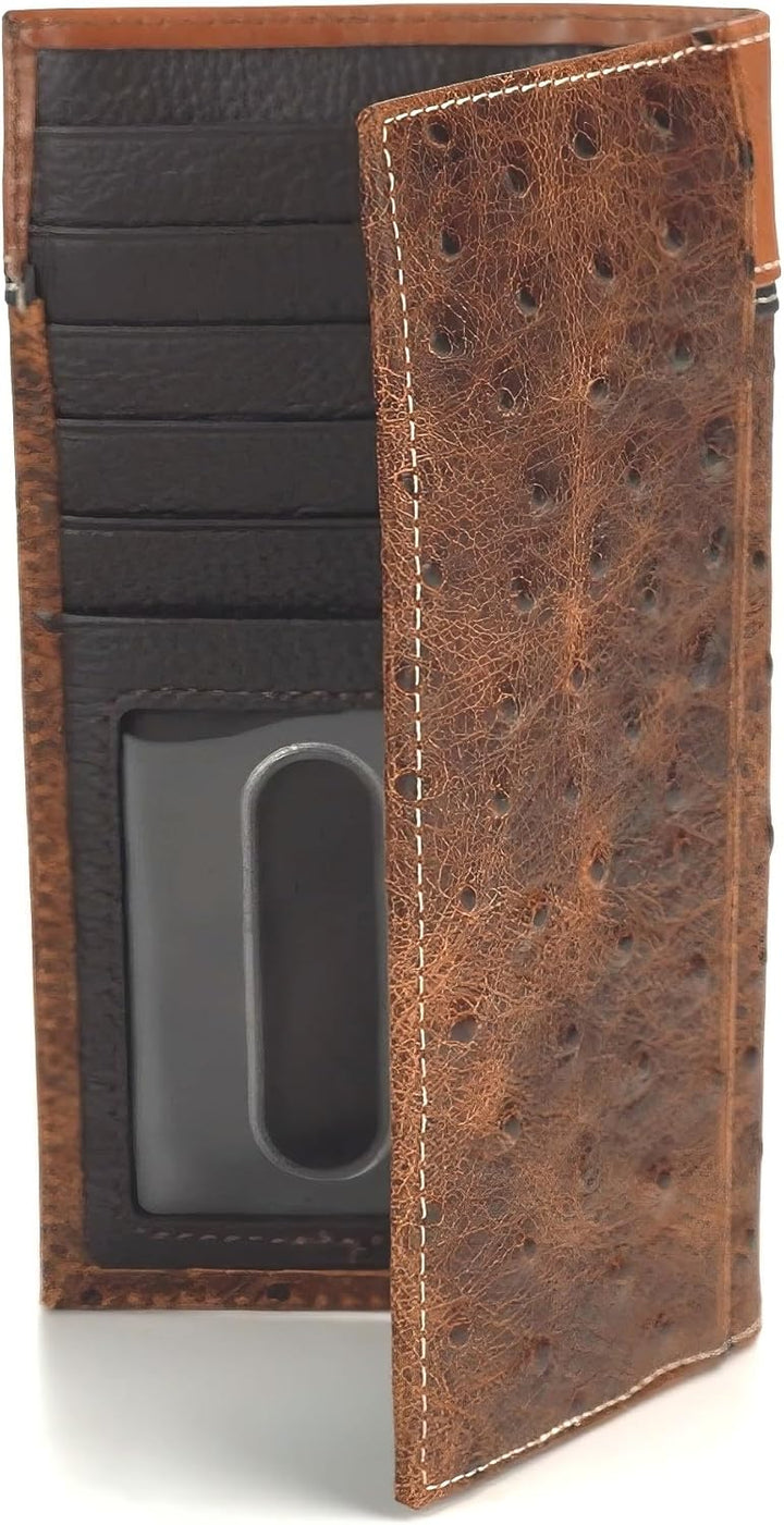 ARIAT Billetera en relieve floral con estampado de avestruz Rodeo p...