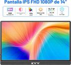 KYY - Monitor portátil para laptop, pantalla de computadora de viaj...