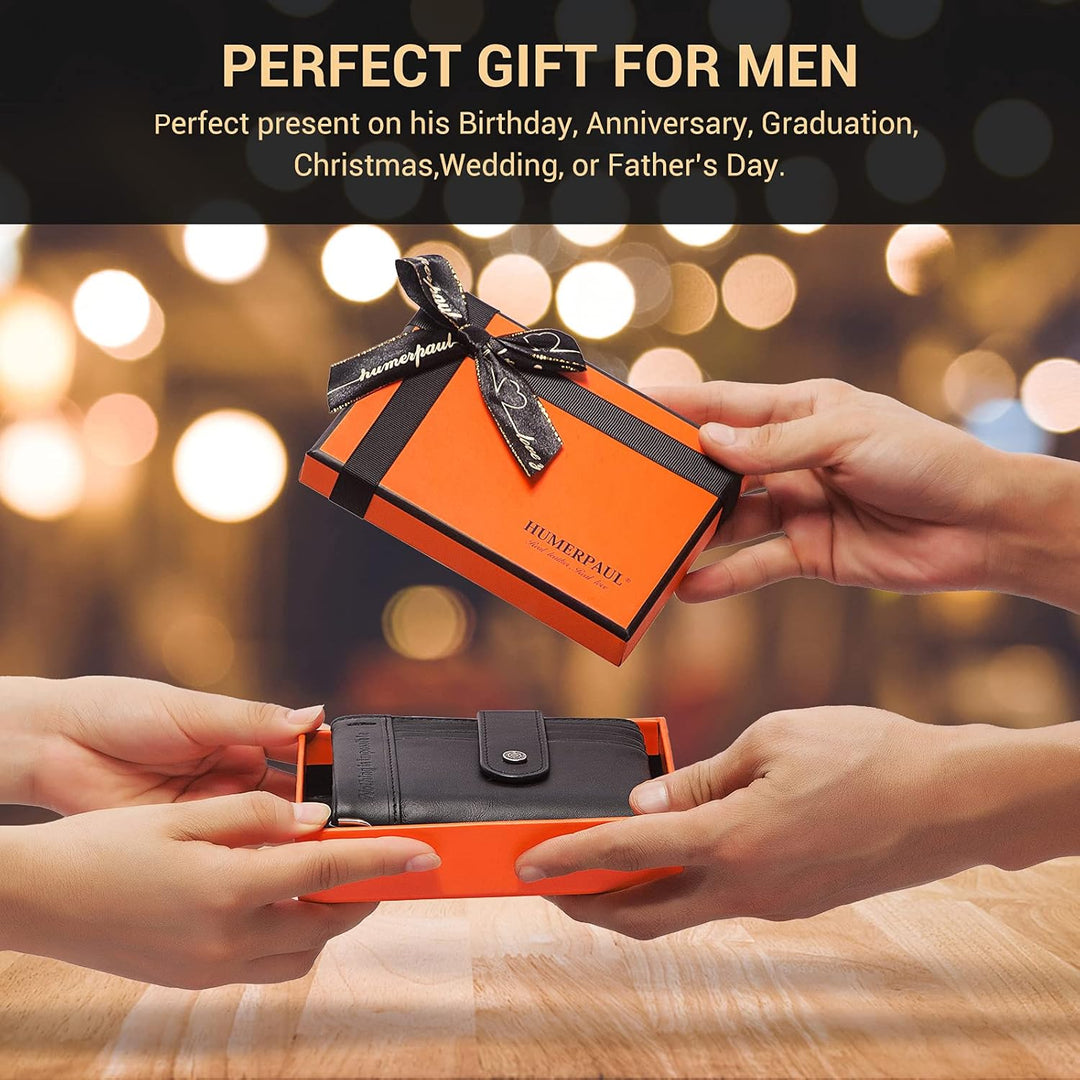 gzcz Billeteras de cadena RFID para hombre, cartera de cuero genuin...