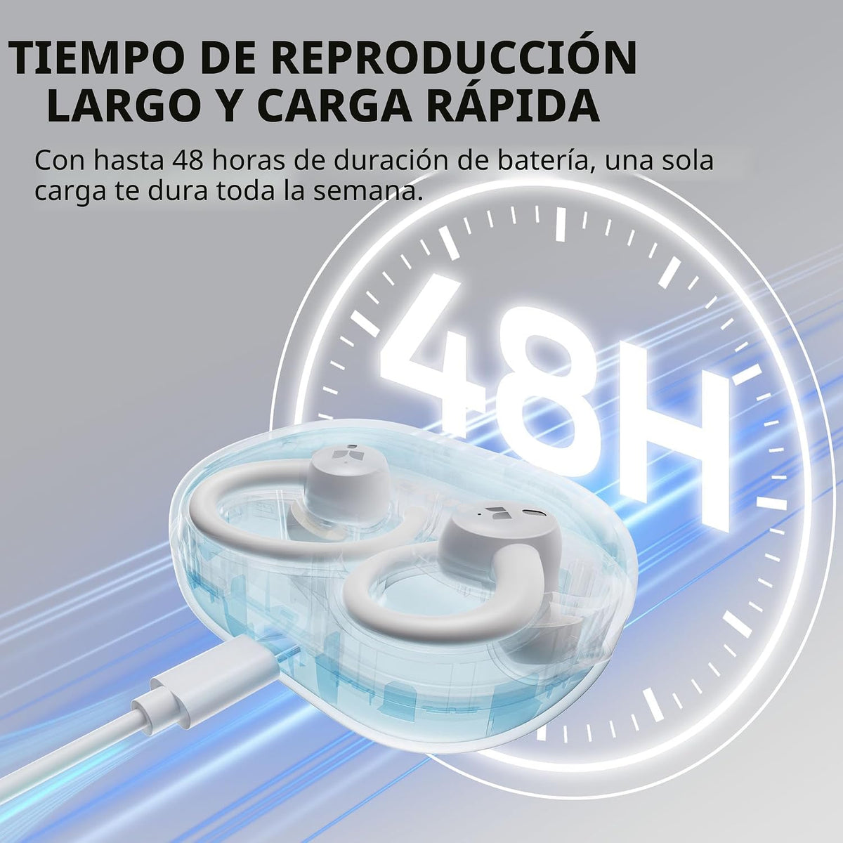 Oraolo N-Lite 216 - Auriculares inalámbricos, deportivos con ganchos para los oídos, auriculares con cancelación de ruido, graves profundos estéreo sobre auriculares de 48 horas de reproducción