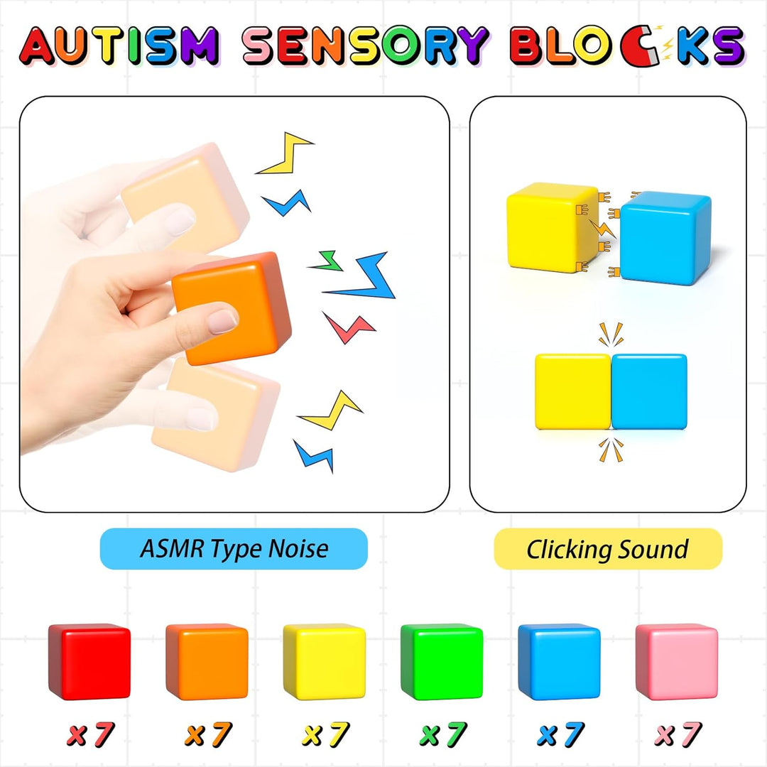 Apluses 42 piezas de bloques magnéticos, regalos para niños de 3, 4...