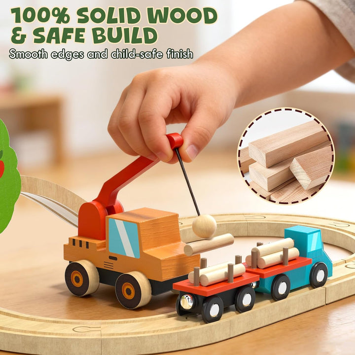 Lehoo Castle Juego de tren de madera para niños pequeños