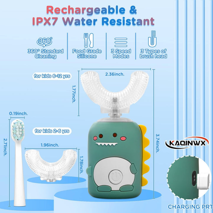 KAQINWX Cepillo de dientes eléctrico en forma de U para niños de 2...