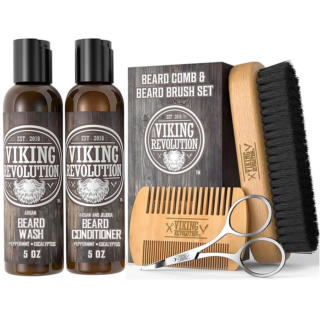 Viking Revolution Juego de Cepillo y Peine para Barba con Lavado y...
