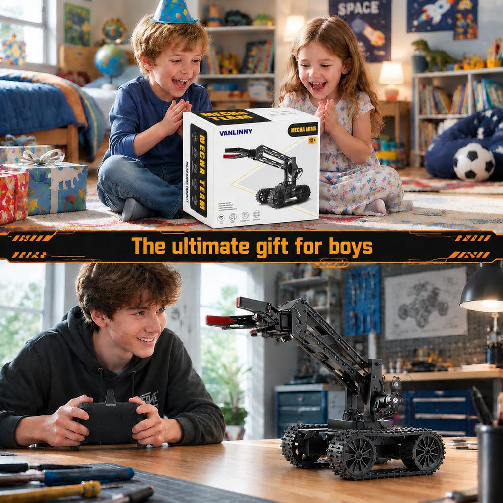 VANLINNY - Kit de brazo de robot de metal, tanque con orugas a control