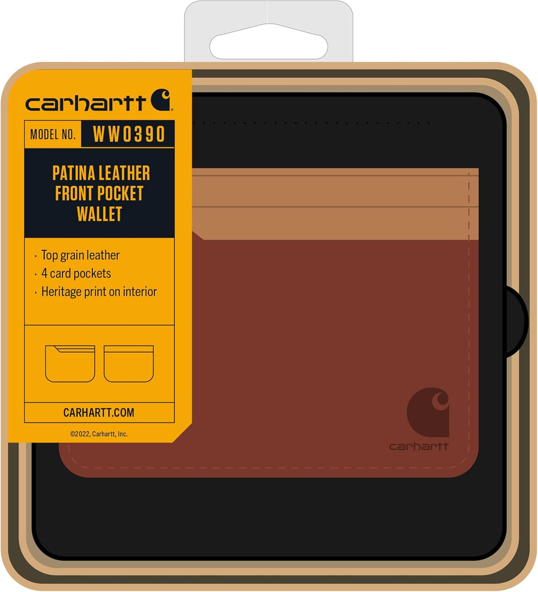 Carhartt Billetera plegable de piel pátina B0000400 para hombre