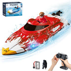 Barca RC de 12 pulgadas, remota para lagos y piscinas - Rojo