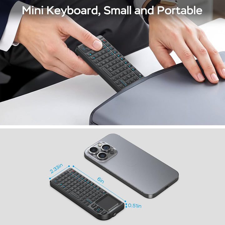 Mini teclado con panel táctil, mini teclado Bluetooth, portátil ina...