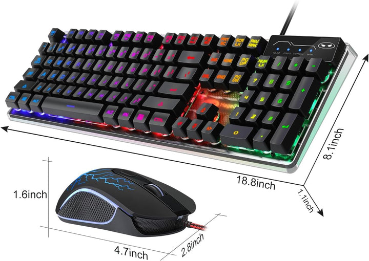 Combo de teclado y mouse para juegos, teclado con retroiluminación...