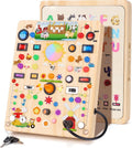 Tablero de actividades con 19 interruptores de luz LED, juguetes Montessori para niños de 1, 2, 3 años, tablero sensorial de madera, juguetes de viaje para niños y niñas de 1, 2, 3 años, regalo de