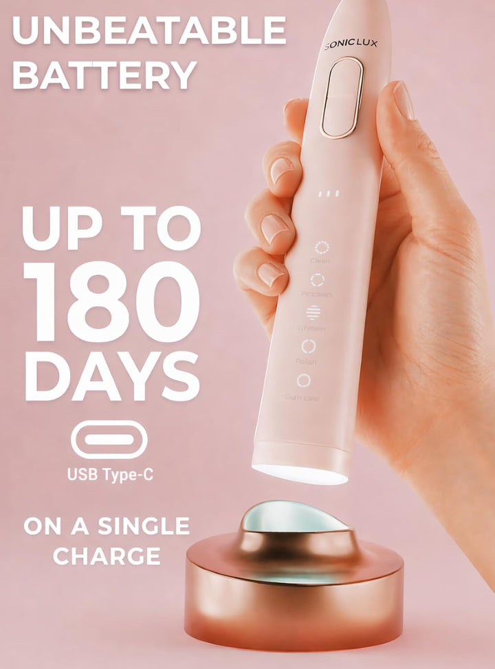 SMILE NOVA Sonic Lux™ Cepillo de dientes eléctrico rosa para adulto...