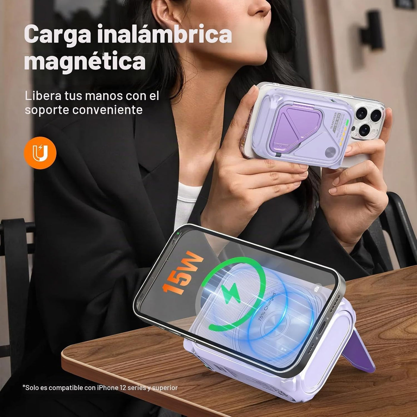 SEANCHEER Cargador portátil P05, banco de energía magnético, pequeñ...