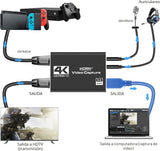 Tarjeta de captura HDMI 4K para transmisión, tarjeta de captura de...