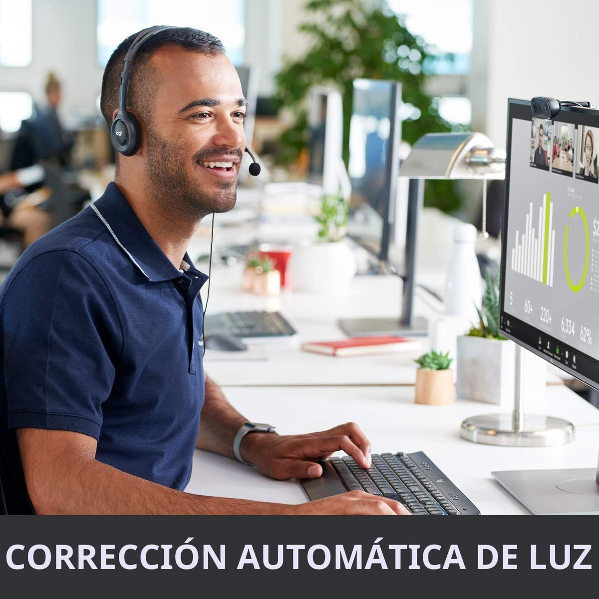 Logitech C270 - Webcam para computadora de sobremesa o portátil (pa...