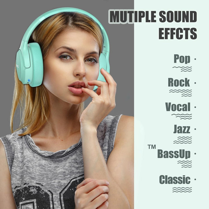BERIBES Auriculares Bluetooth sobre la oreja, tiempo de reproducció...
