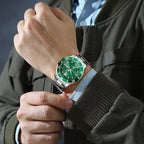 OPK Relojes para hombres de diamantes romanos analógicos relojes impermeables grandes de acero inoxidable para hombre, reloj de pulsera de negocios para padre, reloj de regalo, azul