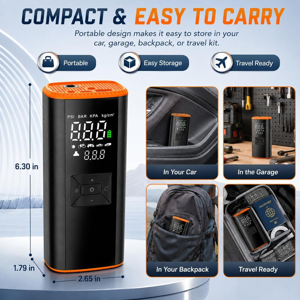 Inflador portátil del neumático del compresor de aire 150 PSI 12000mAh