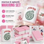 American Mahjong - Juego completo de 166 azulejos rosados con 4
