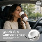 Copco Acadia Taza de viaje (paquete de 4), taza de café aislada de 16 onzas con plástico de doble pared, tapa a prueba de fugas, apta para microondas y lavavajillas, funda antideslizante, bebidas