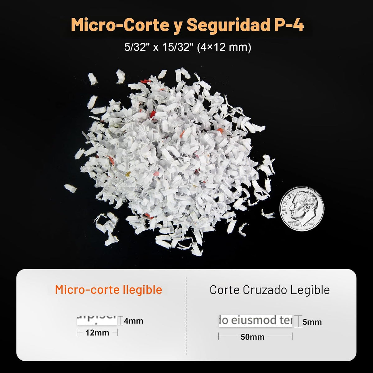 Bonsaii Trituradora de papel de alta resistencia de microcorte de 120 hojas