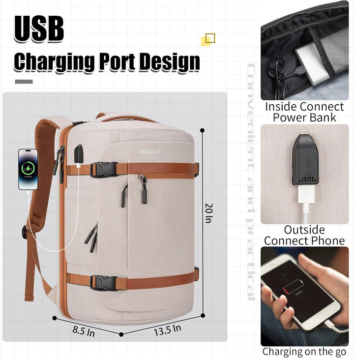 Mochila de viaje Velaybor 42L con 4 cubos de embalaje, bolsa de man...
