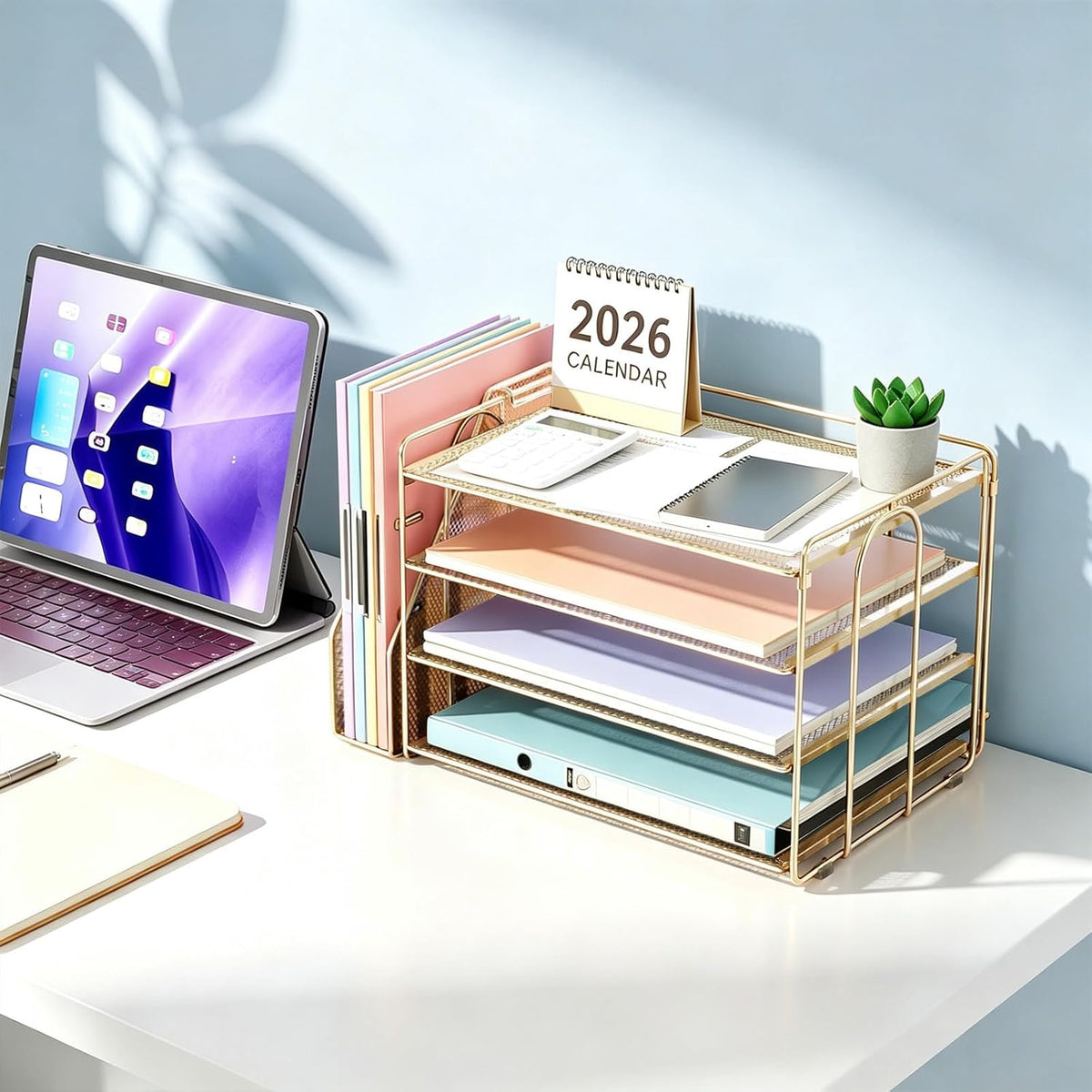 gianotter Organizador de Papel de 4 Niveles con Soporte para Revistas