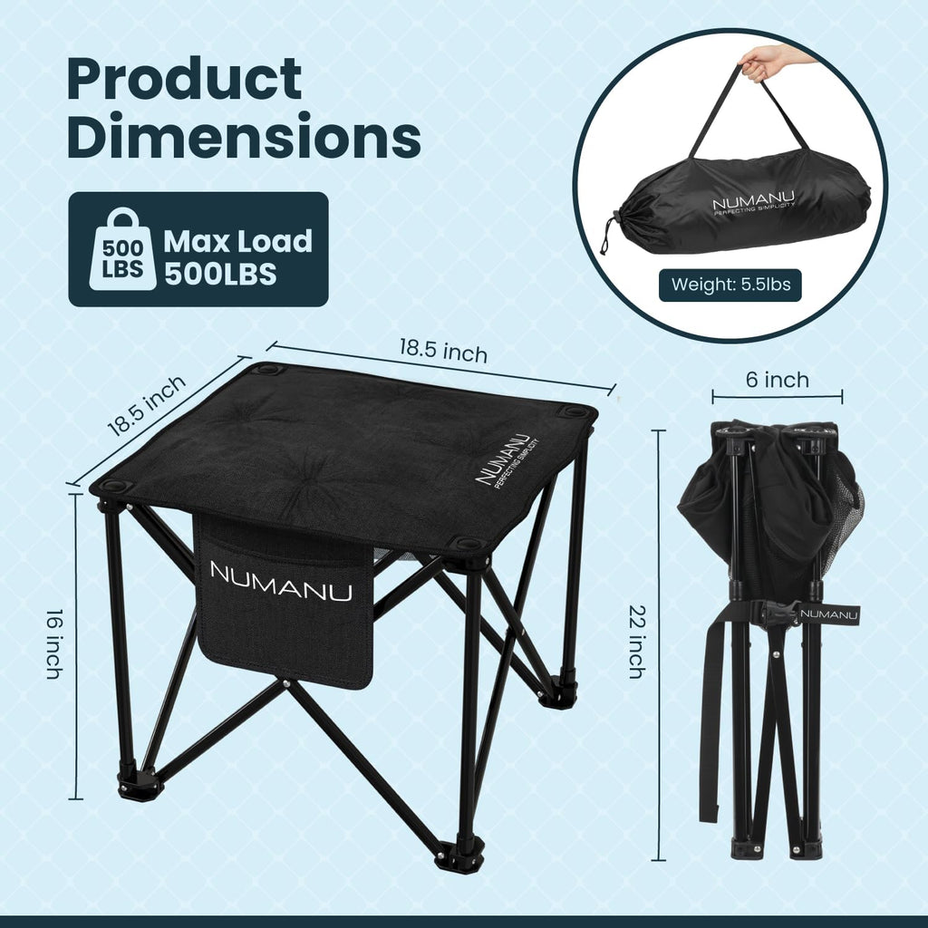 Taburete de campamento plegable acolchado para adultos, reposapiés y