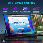 Upperizon Monitor portátil de 14 pulgadas 4K 3840X2400 100000:1 100% DCI-P3 OLED HDMI USB-C Monitor de viaje para laptop, MacBook, PC, Surface PS5 Xbox, pantalla externa con soporte y altavoces, compatible con VESA