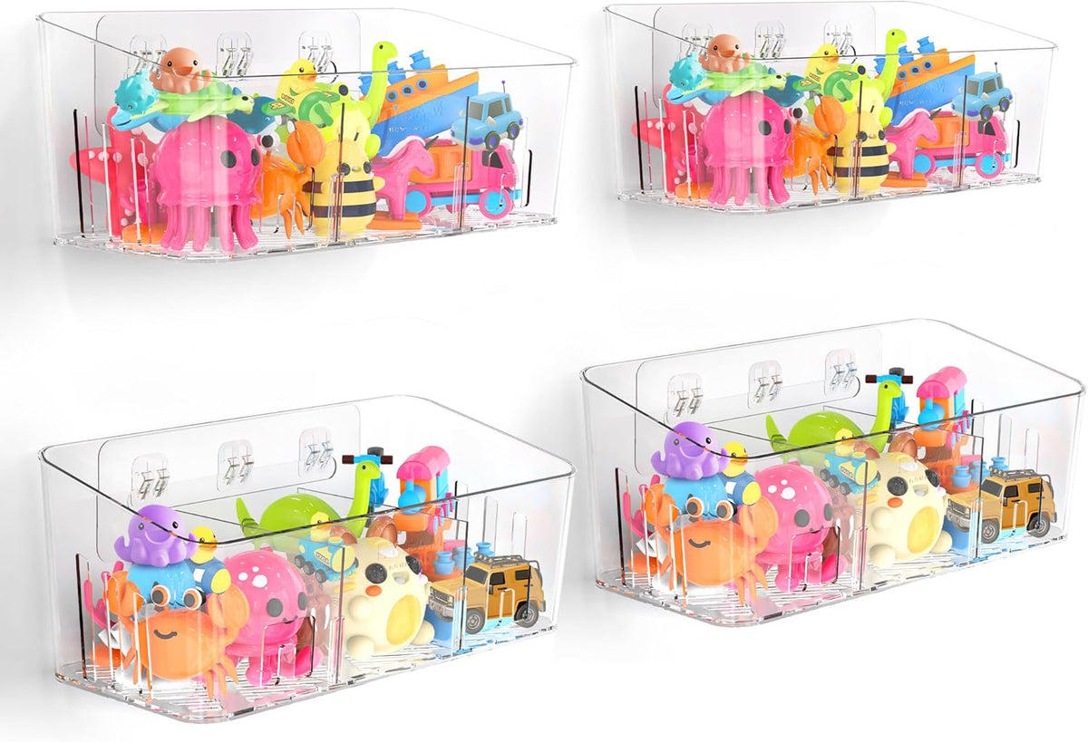 Almacenamiento de juguetes de baño, 4 paquetes, soporte grande para