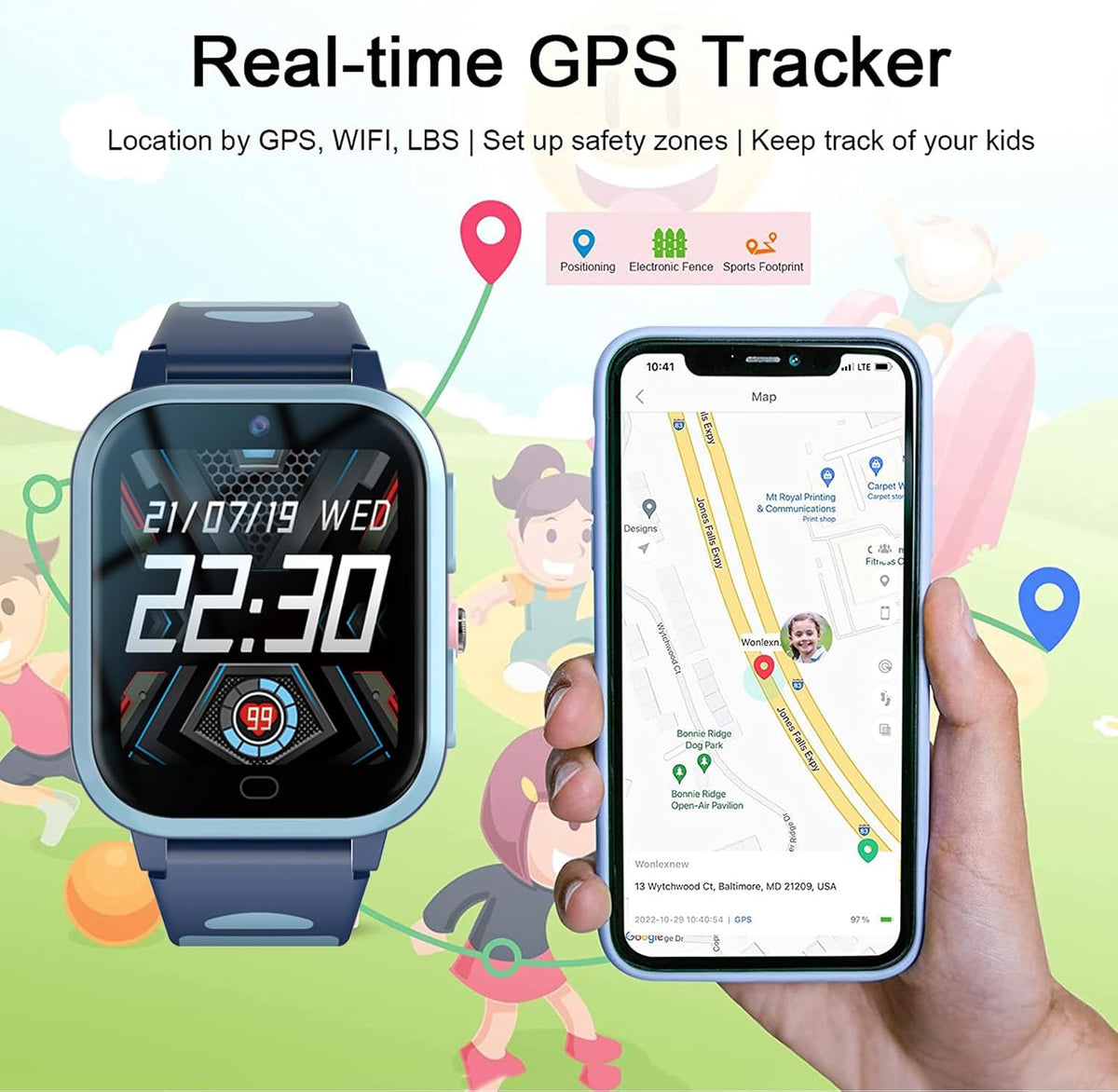 Reloj inteligente con GPS 4G para niños, línea de WhatsApp, videollamada y texto, chat de voz, mensaje de alarma SOS, antipérdida, rastreador en tiempo real, podómetro, cámara de modo silencioso, cámara TikTok Facebook, versión global de 3 a 15 años
