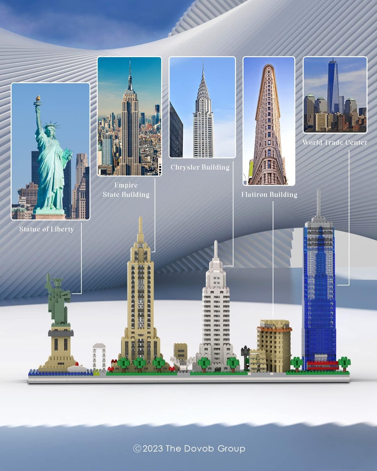 dOvOb Architecture New York Skyline - Juego de construcción de microbloques de 3048 piezas, ladrillos, colección de rompecabezas 3D, kit de modelo como regalo para adultos o niños
