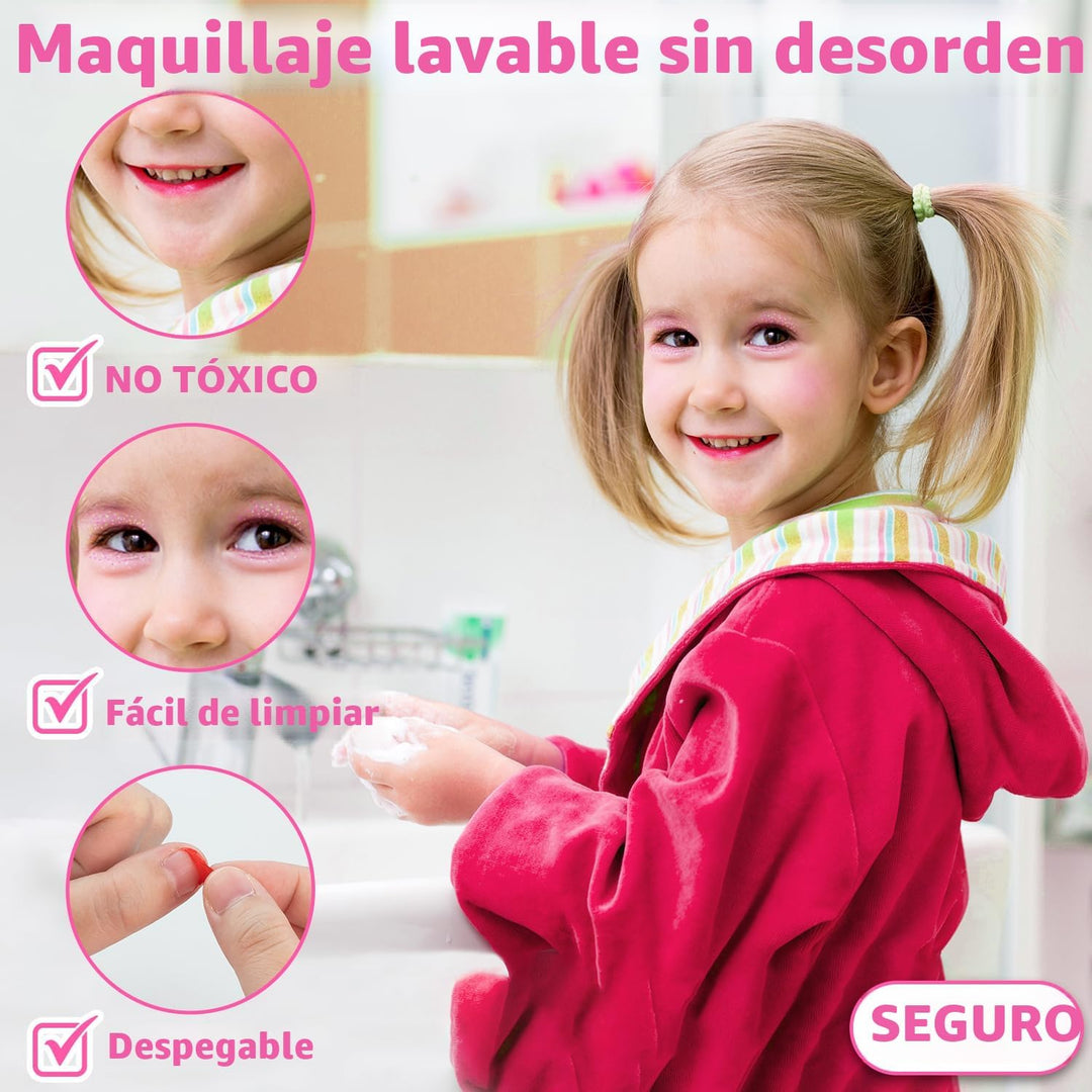 Hollyhi Kit de Maquillaje de 58 Piezas para Niñas, Juguetes de Prin...