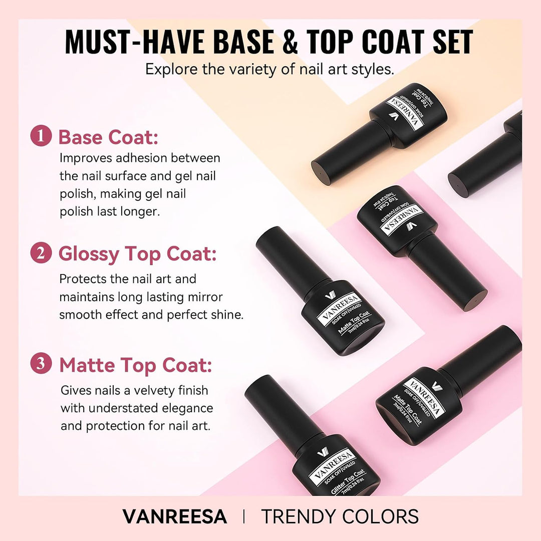 VANREESA - Juego de 24 esmaltes de uñas de gel, kit de esmalte de g...
