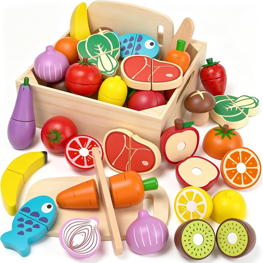 Juguetes de madera para niños, accesorios de cocina de juego de simulación