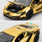 TGRCM-CZ 1/24 Lamborghini 770 Model Car, coche de juguete con sonido y luz con función de retroceso, modelo de aleación coleccionable, regalo para niños dorado