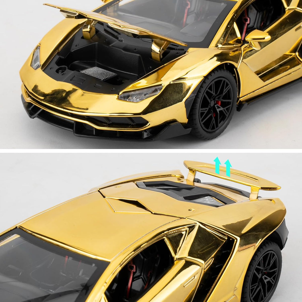 TGRCM-CZ 1/24 Lamborghini 770 Model Car, coche de juguete con sonido y luz con función de retroceso, modelo de aleación coleccionable, regalo para niños dorado