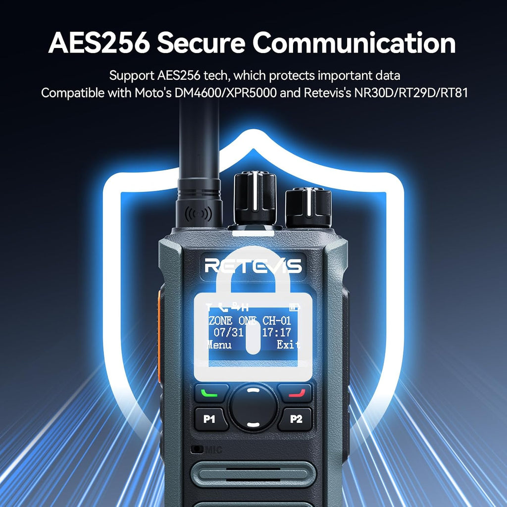 Retevis Walkie Talkies digitales MateTalk P3 con auricular (paquete de 4)