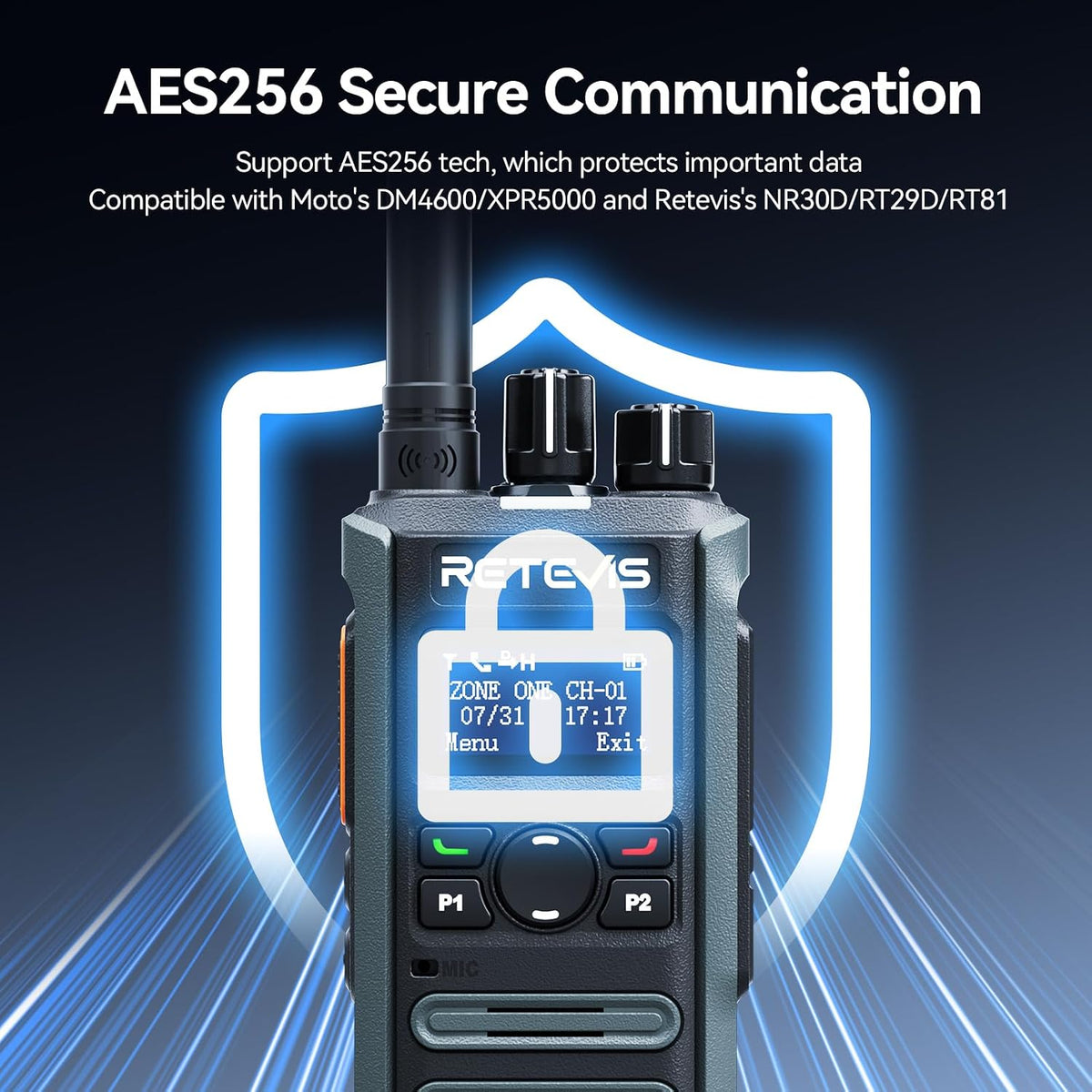 Retevis Walkie Talkies digitales MateTalk P3 con auricular (paquete de 4)