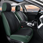 Juego completo de fundas de cuero para asientos delanteros y traseros de automóvil, impermeables, cobertura completa, protector de asiento de automóvil, ajuste universal para la mayoría de automóviles, SUV, camiones, negro y verde