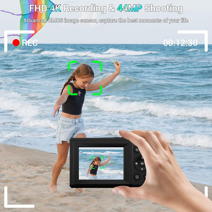 Cámara digital, cámara de enfoque automático de 4K 44MP con punto y...
