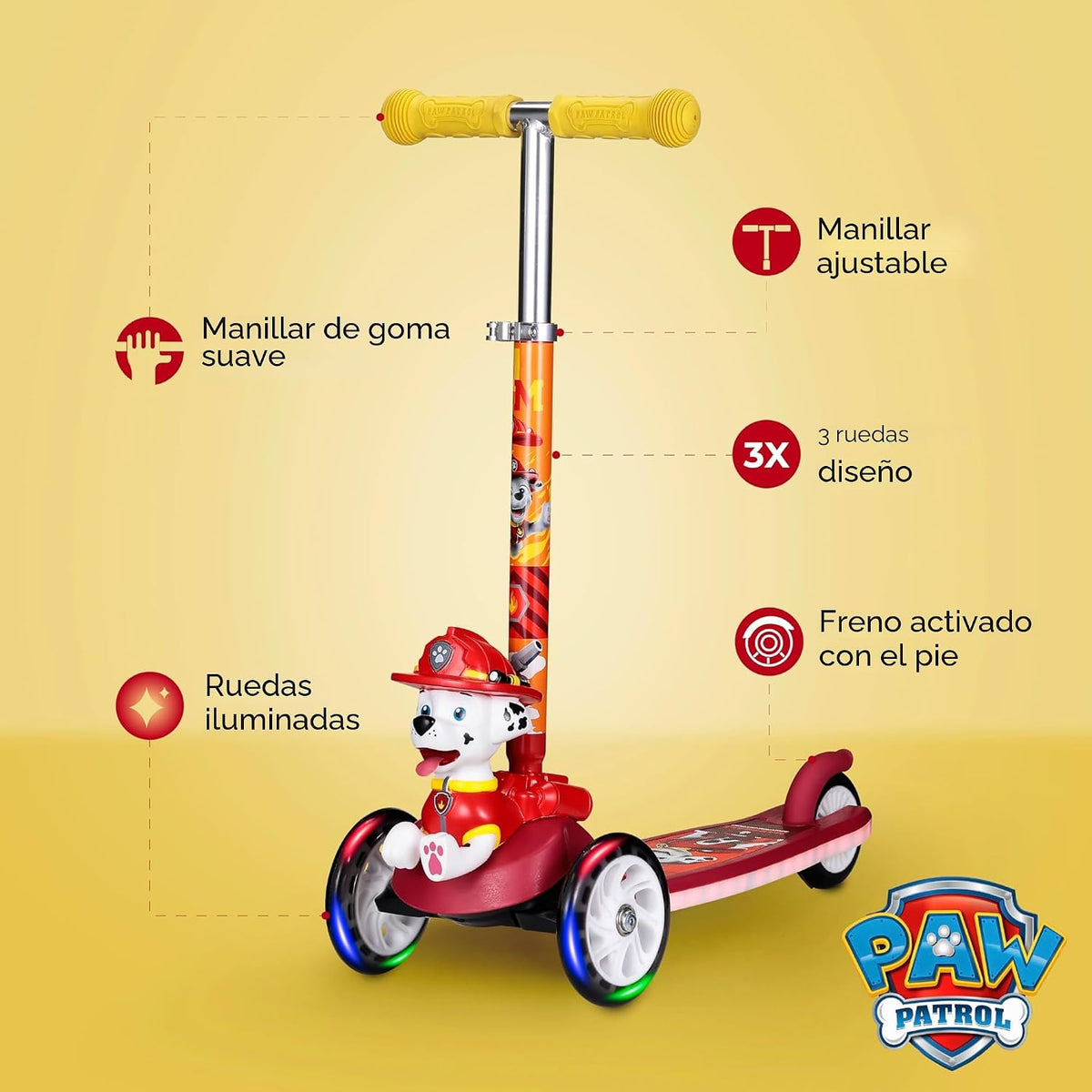 Kick Scooter para Kids, 3 Wheel Self Balancing, Light Up LED Wheels