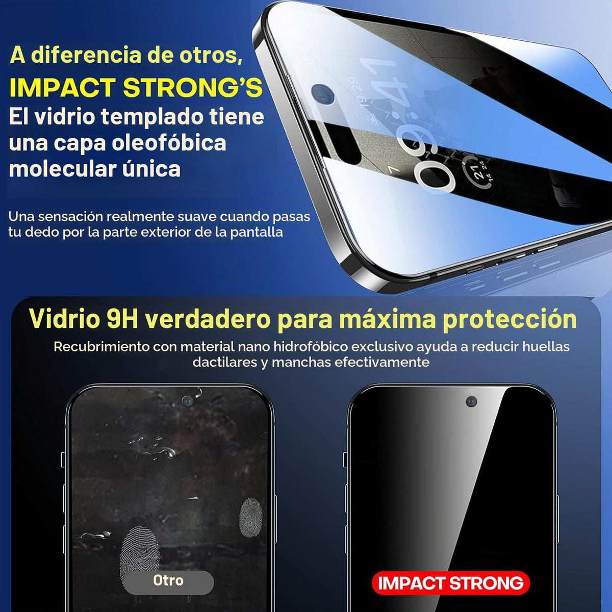 ImpactStrong Protector de pantalla de privacidad antiespía para iPhone 17 (6.3 pulgadas), vidrio templado 9H, resistente a roturas, antiarañazos, kit de fácil instalación, compatible con fundas, paquete de 2