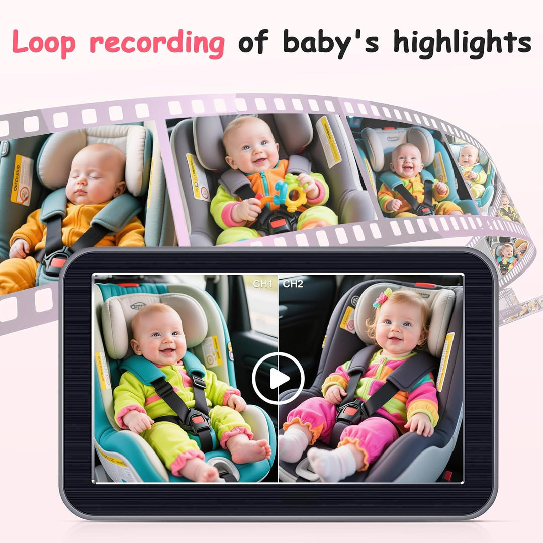 Grabación de cámara de coche para bebés para 2 niños HD