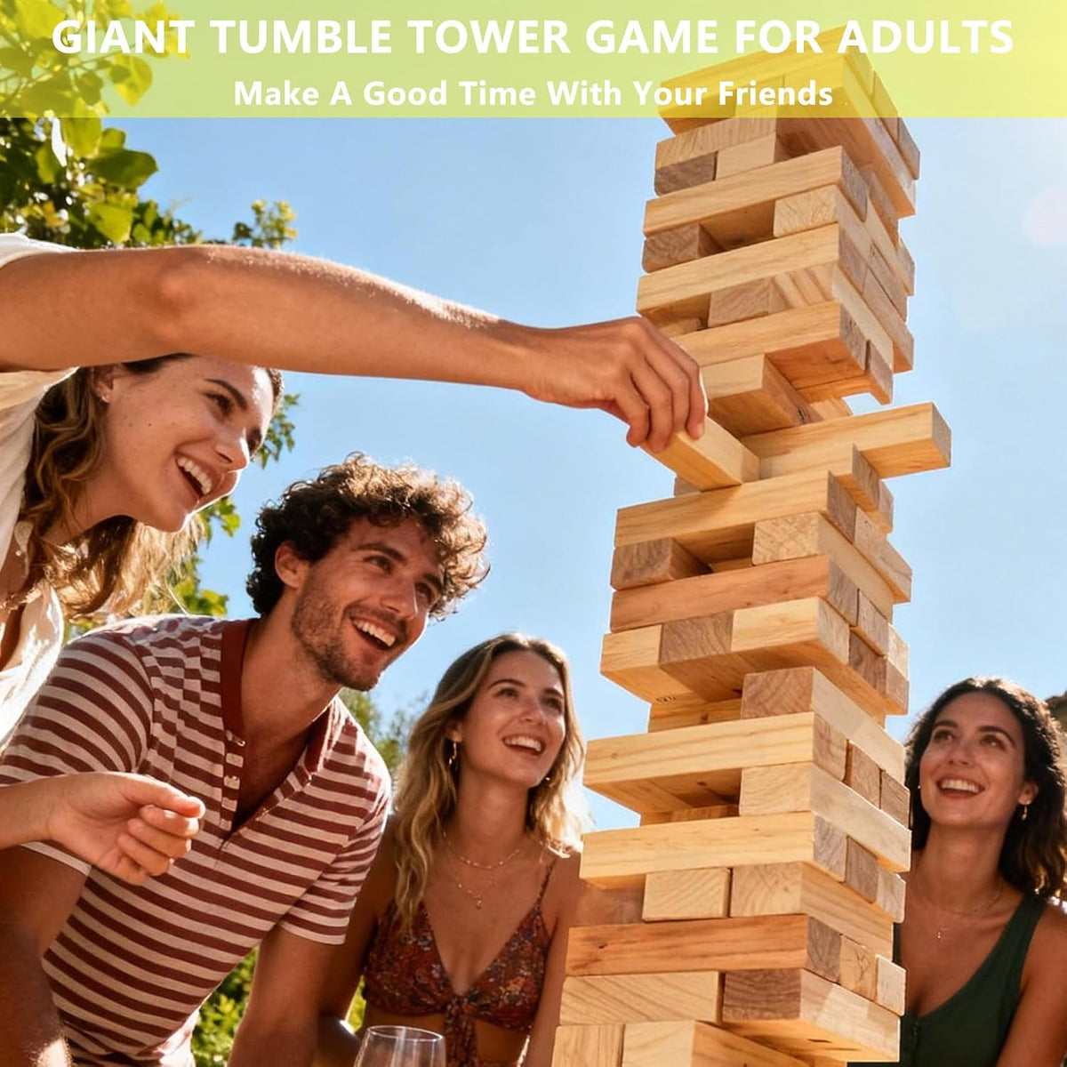 Torre gigante de hasta 5.3 pies - 60 piezas de juego de madera