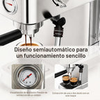 MEGAWISE Máquina de café expreso, cafetera con espumador de leche, cafetera