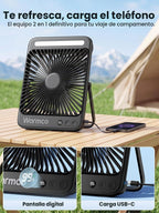 Warmco D4 - Ventilador de camping con batería de 20000 mAh, lintern...