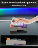 CORBOBO Teclado 60%, teclado para juegos retroiluminado RGB con cab...