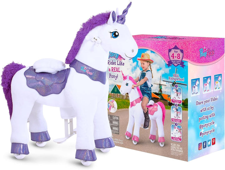 PonyCycle Unicornio de Montar para Niños de 4-7 años con Freno, Reg...