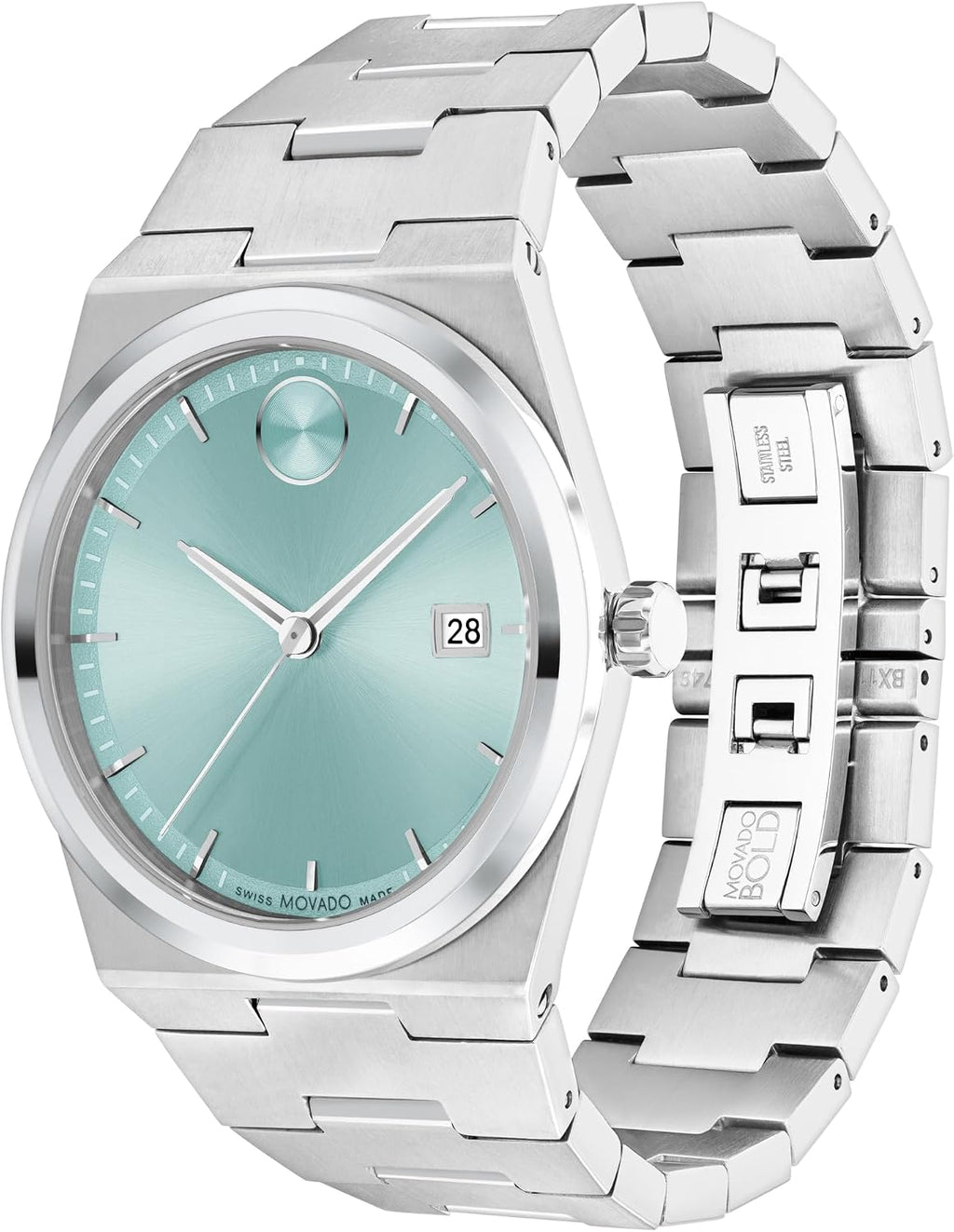 Movado Bold Quest Reloj de Hombre Deportivo - Movimiento Suizo de Cuarzo, Correa de Acero Inoxidable con Enlace - Resistencia al Agua 5 ATM - Reloj de Lujo para Él - 40mm